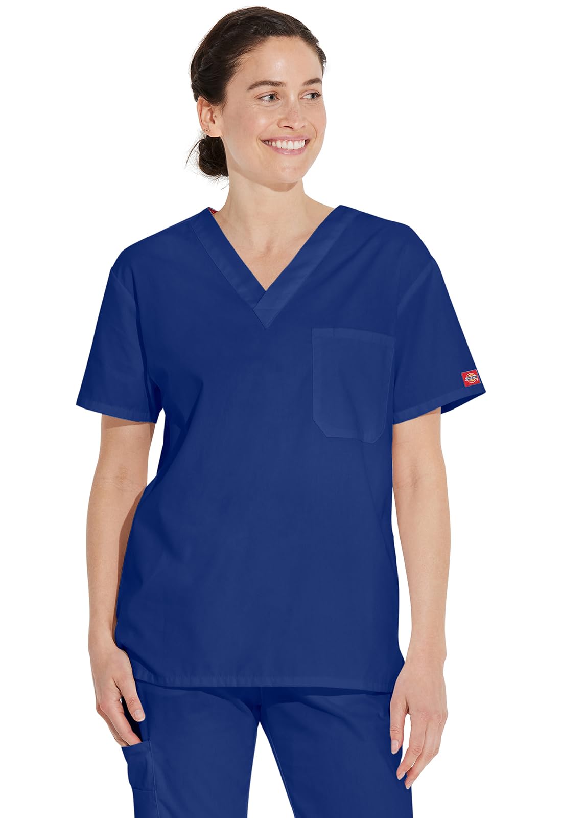 Dickies EDS Signature Men & Women Scrubs Top Tuckable V-Neck 83706, Galaxy Blue, S
