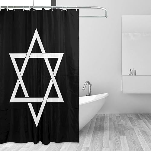 Miniatura 3 de Star of David - Cortina de ducha con ganchos, tela impermeable, para baño, duchas y bañeras, 72 x 72 pulgadas