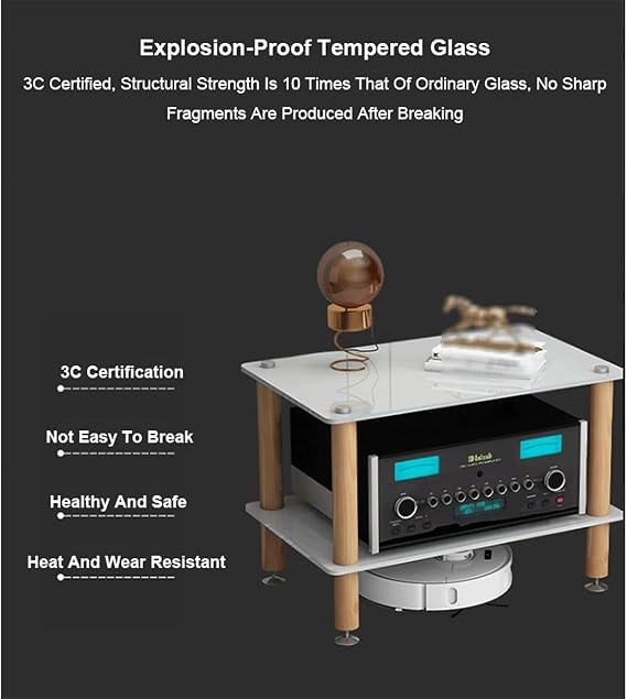 Audio Rack Media Stand Tempered Glass AV Component Rack Audio Tower CD Record Player Dvd Stand Stereo Stands 1/2/3/4 Tier(4 Tier)