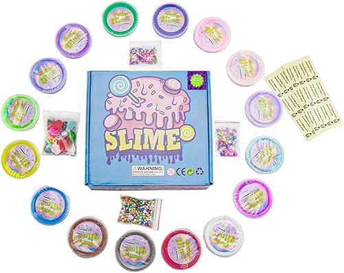 Miniatura 2 de Paquete de 18 mini kit de limo de mantequilla, con sandía rosa, helado y slime de pastel, etc. Abalorios de slime de color y limo, suave y