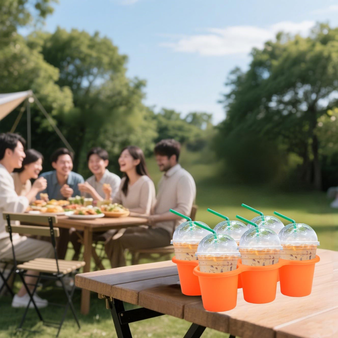 6 Pack Classroom Caddy Storage Basket with Handle, Plastic Drink Cup Caddy Holder, 6 Compartments for Kids, Table, Office, Arts, Crafts, Crayon, Marker, Pencil, School Supplies - Assorted Colors