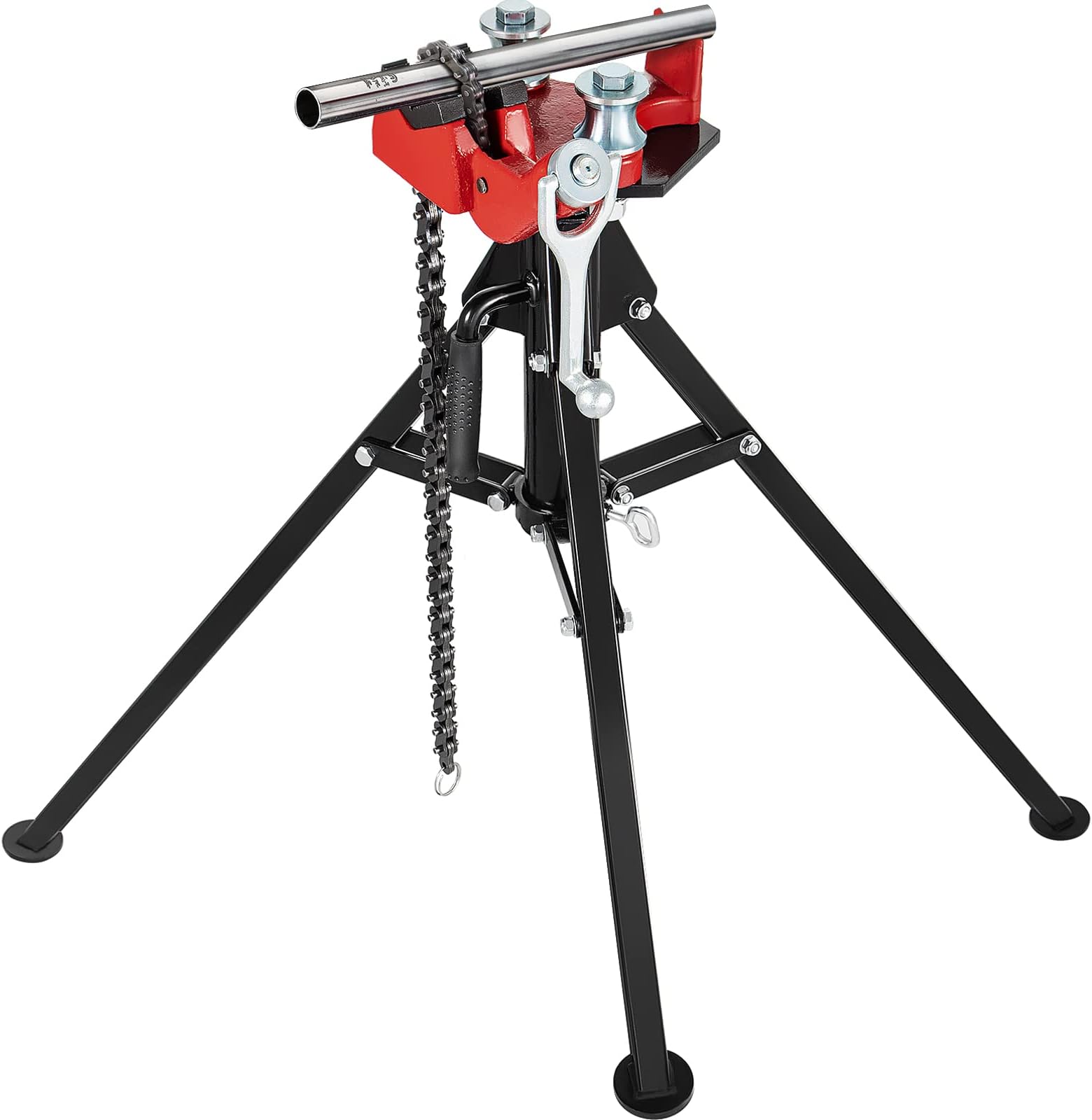 VEVOR Tripod Pipe Chain Vise | 1/8"-5" Pipe Capacity | 36.4" Length | Portable Folding Steel Legs | Grab, Support, and Bend Pipes | Ideal for Factory, Workshop, and Home Use