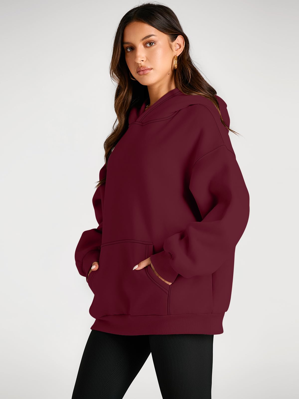 Trendy Queen Womens Oversized Hoodies Fleece Sweatshirts Fall Fashion Pullover Sweaters Winter Clothes: Deep Red X-Large