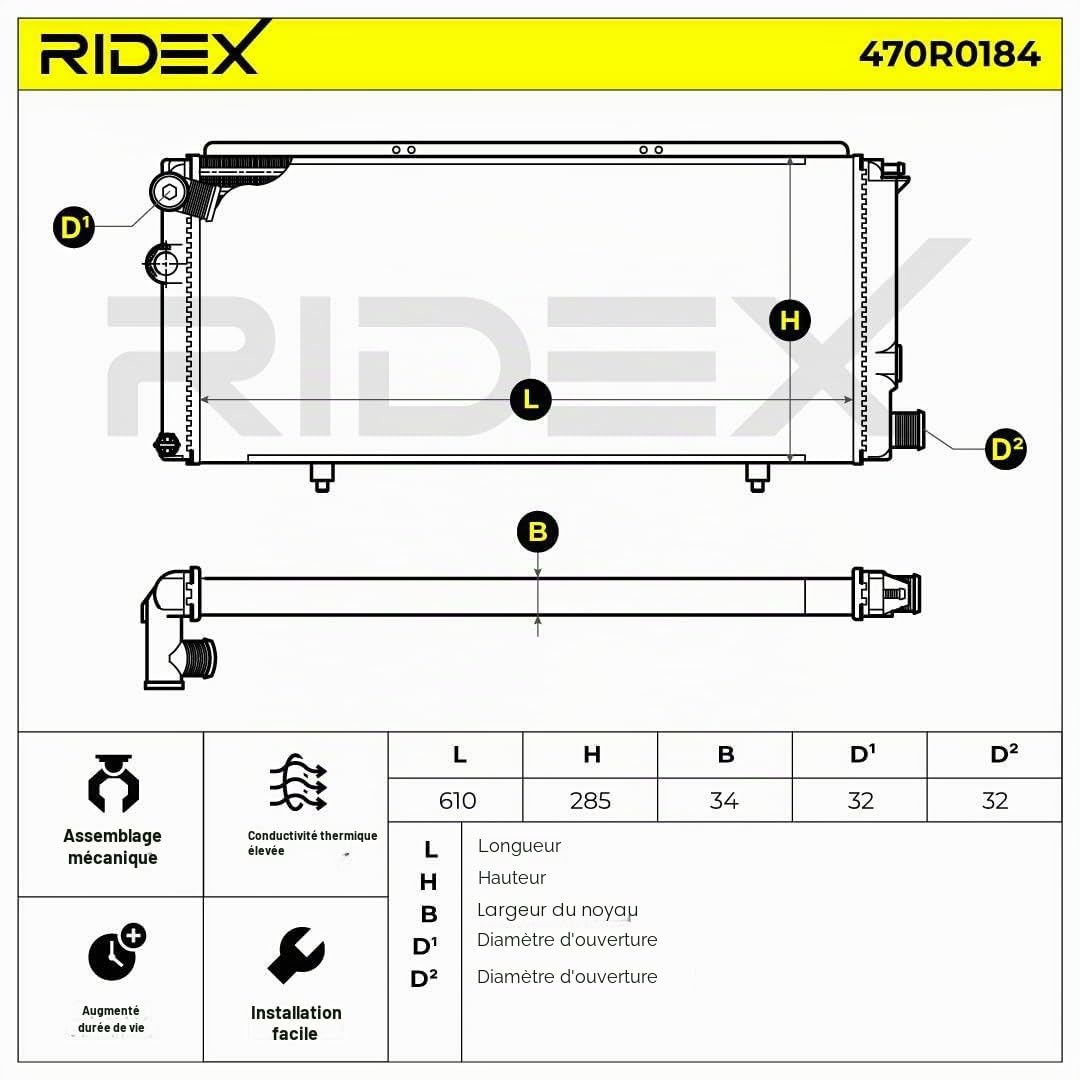 RIDEX 470R0184 Radiateur du moteur Compatible avec PEUGEOT 205 II 3/5 portes