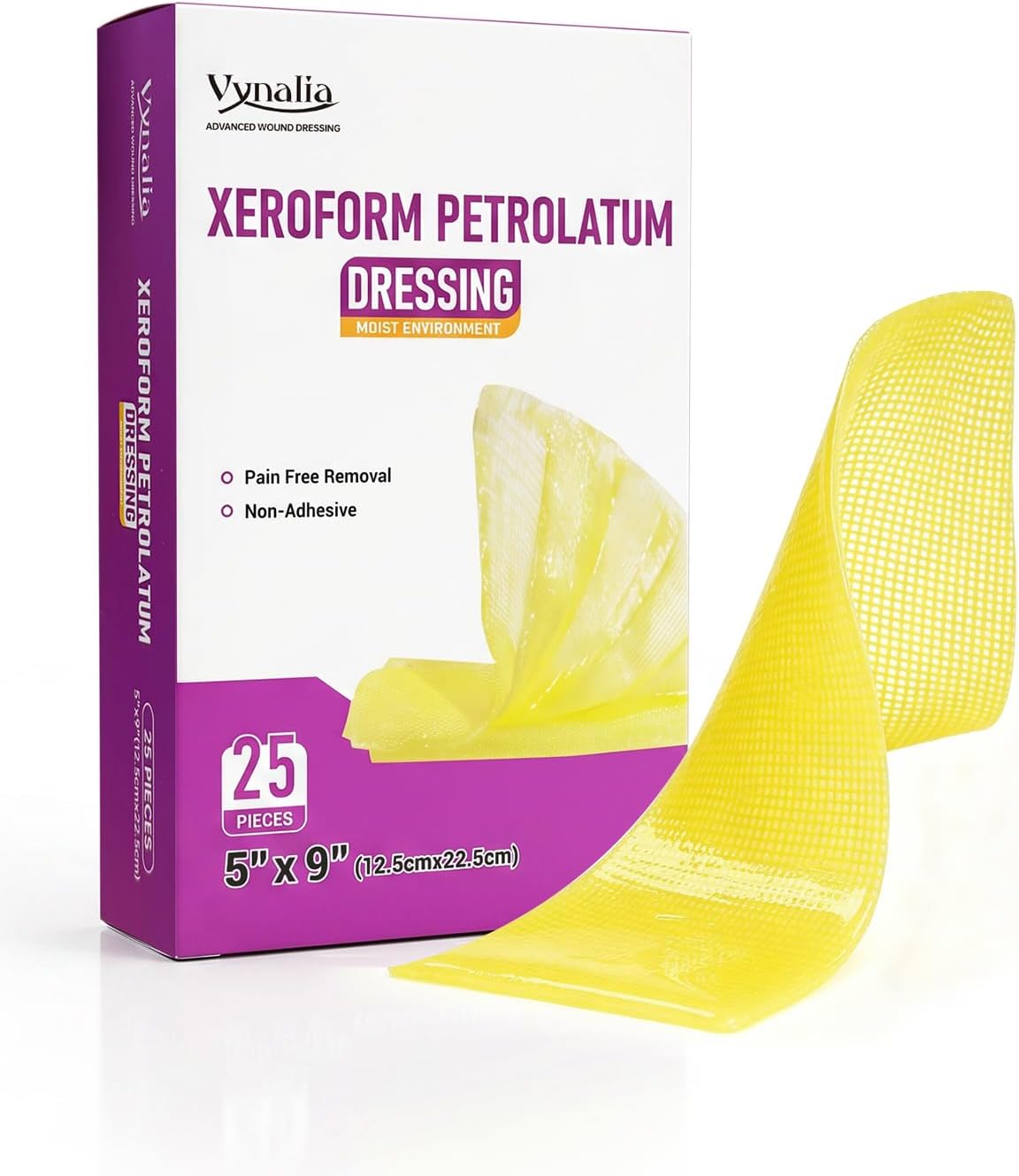 Xeroform Petrolatum Dressing 5"x9" Pack of 25, Non Stick Pads for Wounds, Non-Adherent Gauze, Fine Mesh Sterile for Wound Care, Burns, Lacerations, Skin Grafts & Surgical Incisions