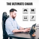 MotionGrey Executive Office Gaming Chair - Comfortable, Ergonomic, High Back, PU Leather, Reclining Executive Desk Chair with Height Adjustment, Headrest & Lumbar Cushions - Black S2