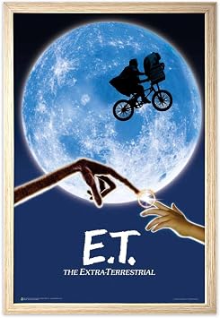E.T. The Extra-Terrestrial - Movie Poster - Officially Licensed - 24" x 36" with Frame Natural Color