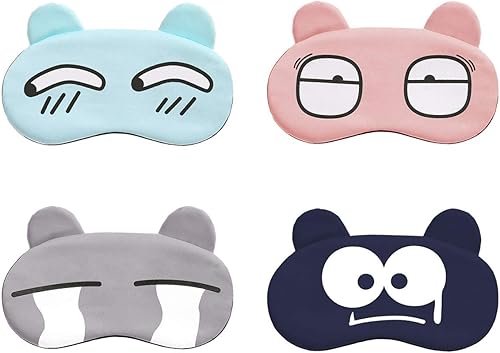 Booluee - Máscara de dormir para dormir con forma de dibujos animados (4 unidades)