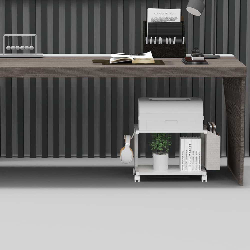 VEDECASA Support d'imprimante moderne à 2 étages en bois avec sac de rangement pour la maison, le bureau, l'imprimante, la table, l'imprimante mobile, chariot avec roulettes
