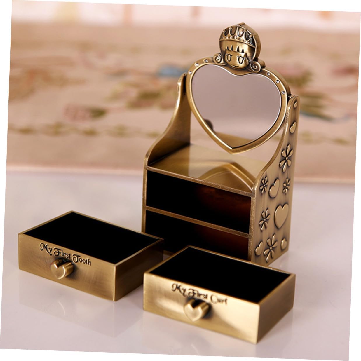 Premium Metal Keepsake Box for First Tooth and Fetal Hair Storage Alloy Material with Creative Design Gift for Newborns and Mothers Sturdy Memory Keeper for Growth