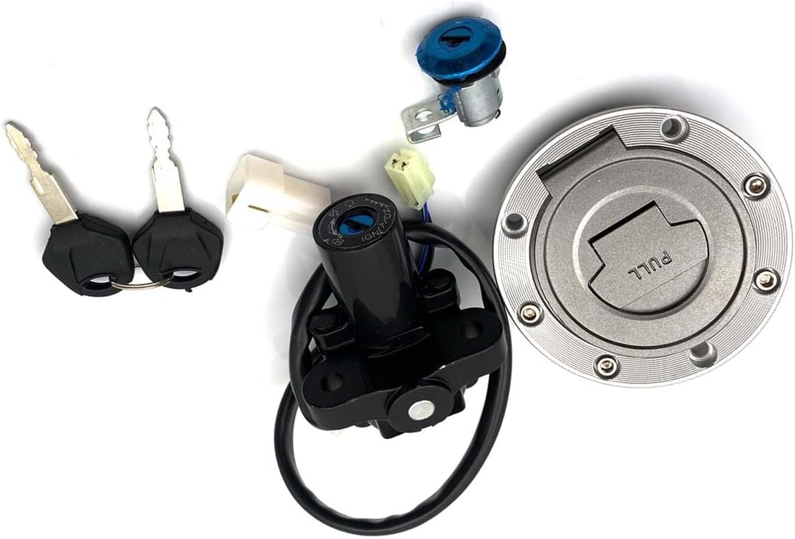 DEVMO Fuel Gas Cap Ignition Switch Seat Lock W/Key Set OE: 15643 Compatible with Yamaha YZF R1 R6 FZ6 FZ1