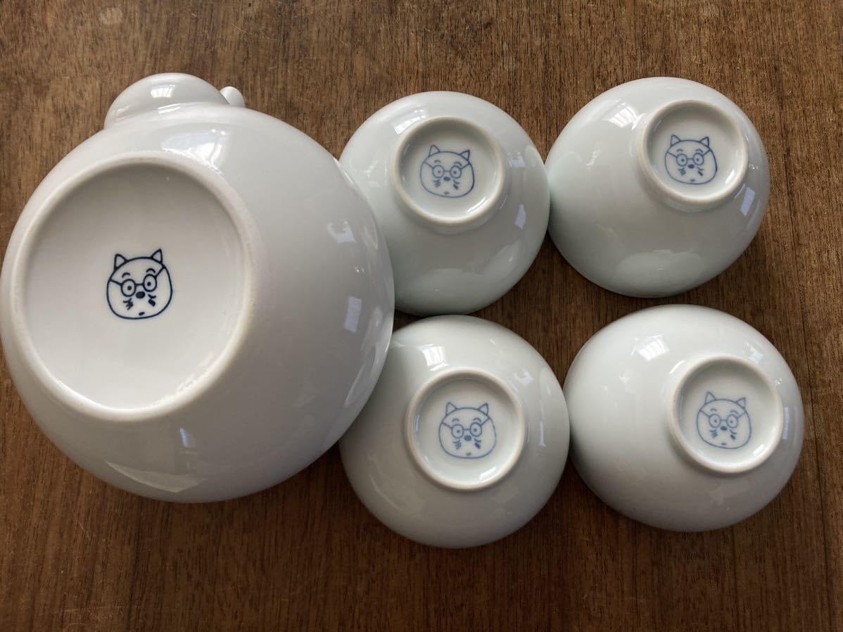 Amazon.co.jp: 私の部屋 にゃんこおじさん 急須 湯呑みセット 白い器