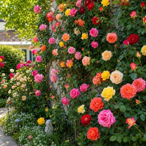 Image of Hybrid Multi Colour Rose Live Plant, Assorted Color, Pack of 1, with 4 Inch Pot, for Home Garden, Balcony and Outdoor Decoration