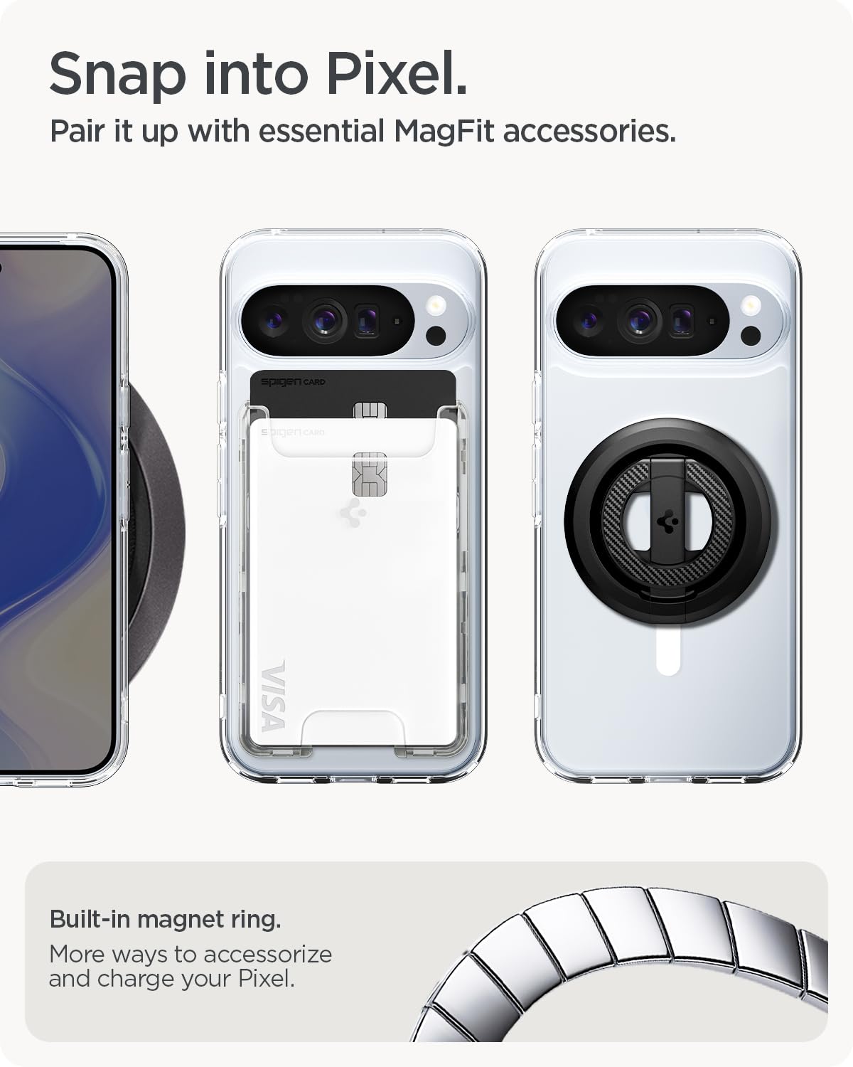 Spigen Cover Ultra Hybrid MagFit Compatibile con Google Pixel 10/10 Pro, Supporto MagSafe e Pixelsnap - Clear White