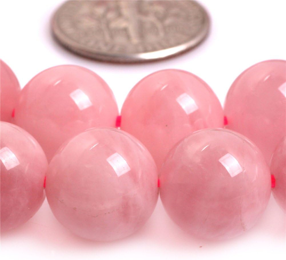 Natural Round Genuine Gemstone Semi Precious Stone Beads for Jewelry Making 15‘’ (Rose Quartz Crystals/10MM)