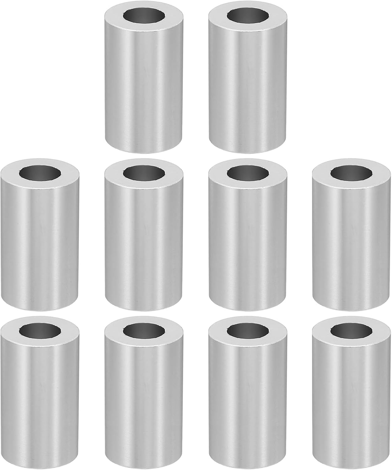 PATIKIL M10 Aluminum Spacers, 10 Pcs Metal Spacer Aluminum M10 X3/4"OD X1-1/4"L Aluminum Spacer Screw Standoff Round for 3/8" or M10 Screw Bolts, Silvery
