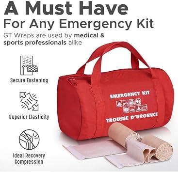 GT Elastic Bandage Wrap (6 Wide, 2 Pack) - Reusable Compression Roll with Hook & Loop Fastener at One End - Hypoallergenic Latex-Free Breathable Bandages - Ideal for Injuries, Joints, Knees & Sprains