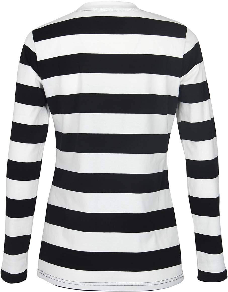 Smile Fish Crew Neck Where is Waldo Shirts Long Sleeve Striped T-Shirt - Image 2