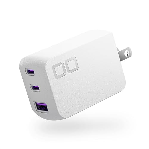 CIO Bloque de cargador USB C de 65 W, ladrillo de carga rápida GaN de 67 W con puertos dobles tipo C y cargador USBC, adaptador de pared para