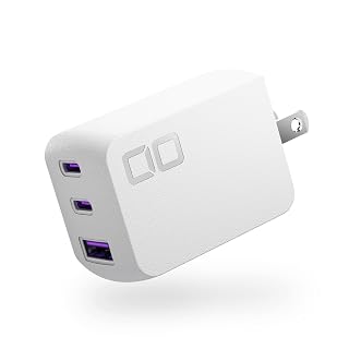 65W USB C Charger Block, Max 67W GaN Fast Charging Brick w/Dual Type-C Ports & Type-A, USBC Charger, Wall Adapter for Laptop/Phone/Tablet, Multi Travel Power Brick, NovaPort Trio II 2C1A (White)