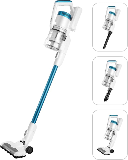 Midea MCS1825WB, Stick Vacuums, White and Blue, 45 Minutes Run Time, 0.65 liters, 80 Decibeles