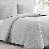 Mellanni Bedspread Coverlet Set Gray - BEST QUALITY Comforter Oversized 3-Piece Quilt Set (King / Cal King, Light Gray)