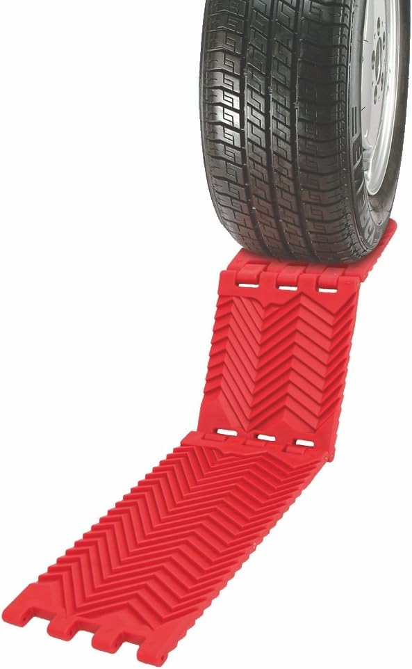 Maxsa 20025 Compact Folding Traction Mat for All Weather Vehicle Extraction (Set of 2), Red