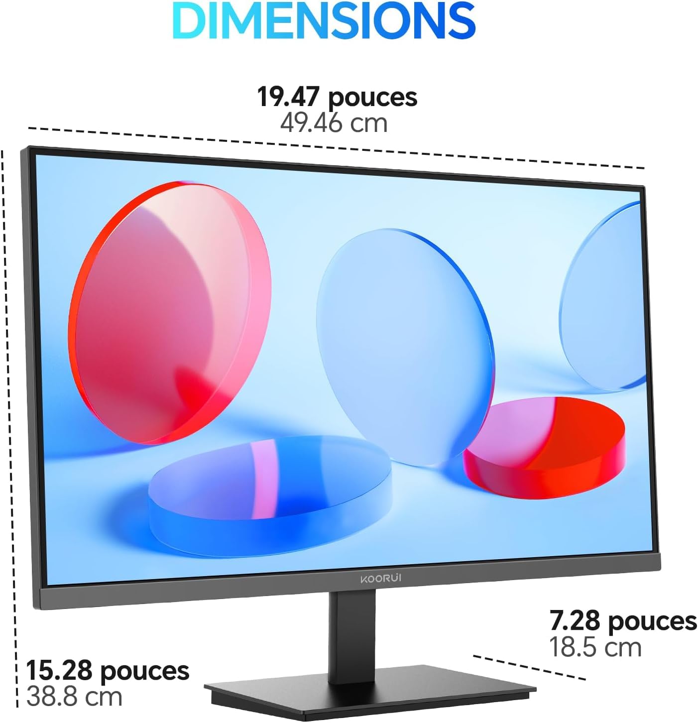 KOORUI E2721H 27 Pouces Ecran QHD 100Hz IPS 1MS AdaptiveSync VESA | 2560 x 1440 HDMI 2.0, DP 1.4, HDR10, 99% sRGB, 95% DCI-P3, design ultra-fin, inclinable -5°~15°, protection oculaire