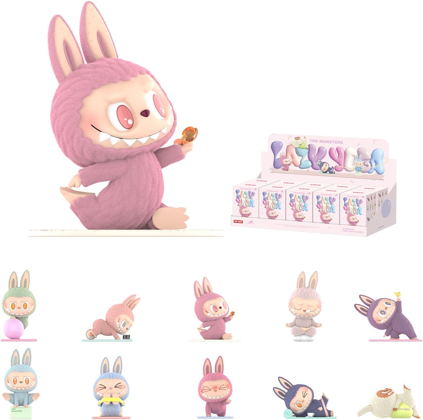 POP MART The Monsters Lazy Yoga Series Figures, 10PCs The Monsters Blind Box Figures, Random Design Action Figures Collectible Toys Home Decorations, Holiday Birthday Gifts, Whole Set