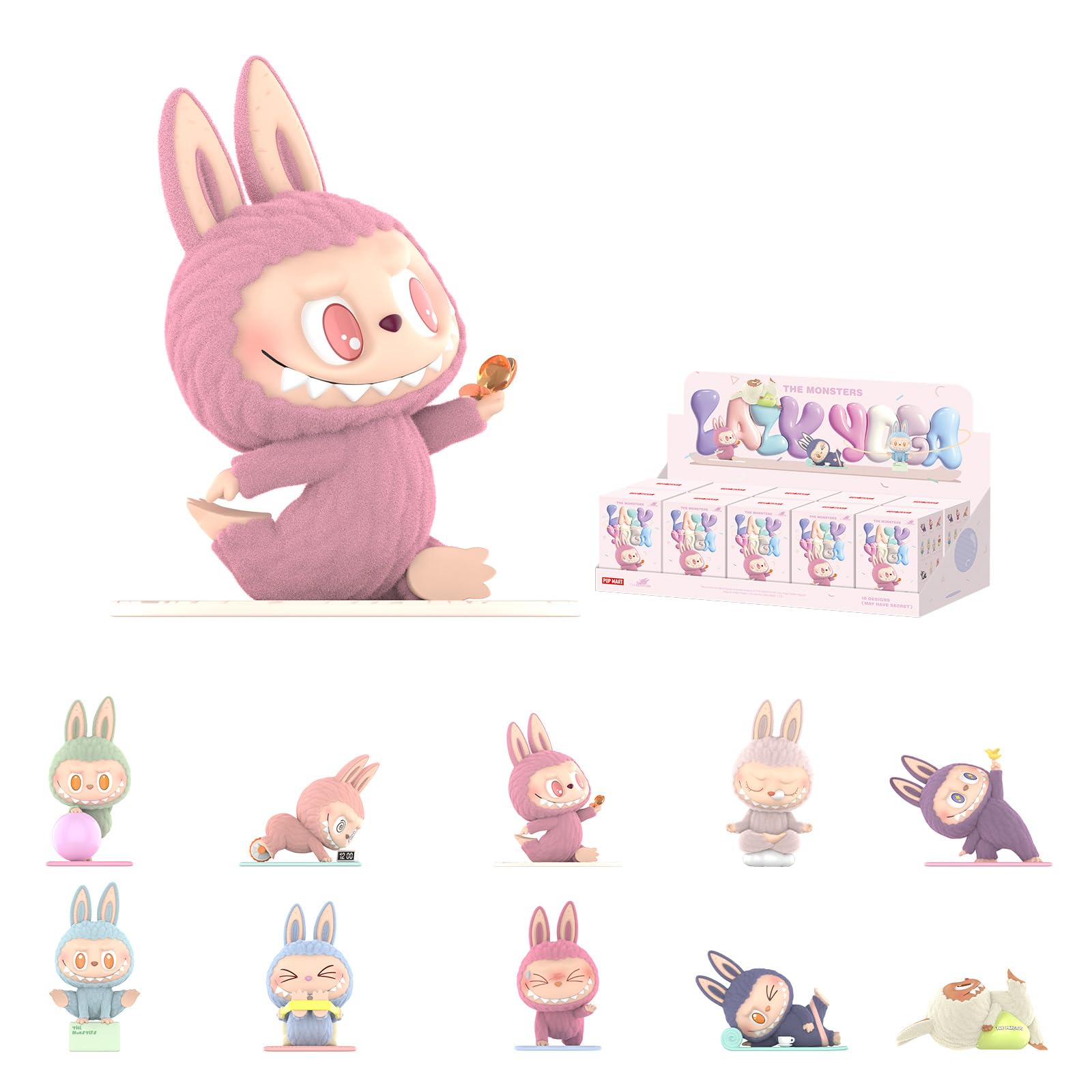 POP MART The Monsters Lazy Yoga Series Figures, 10PCs The Monsters Blind Box Figures, Random Design Action Figures Collectible Toys Home Decorations, Holiday Birthday Gifts, Whole Set