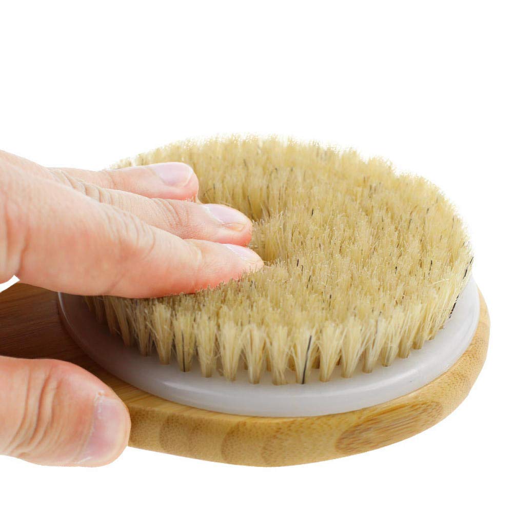 HMTE Cepillo para Ducha de baño, Cepillo para baño, Cepillo de cerdas Naturales, Cepillo seco, Puede exfoliar y Mejorar la condición de la Piel