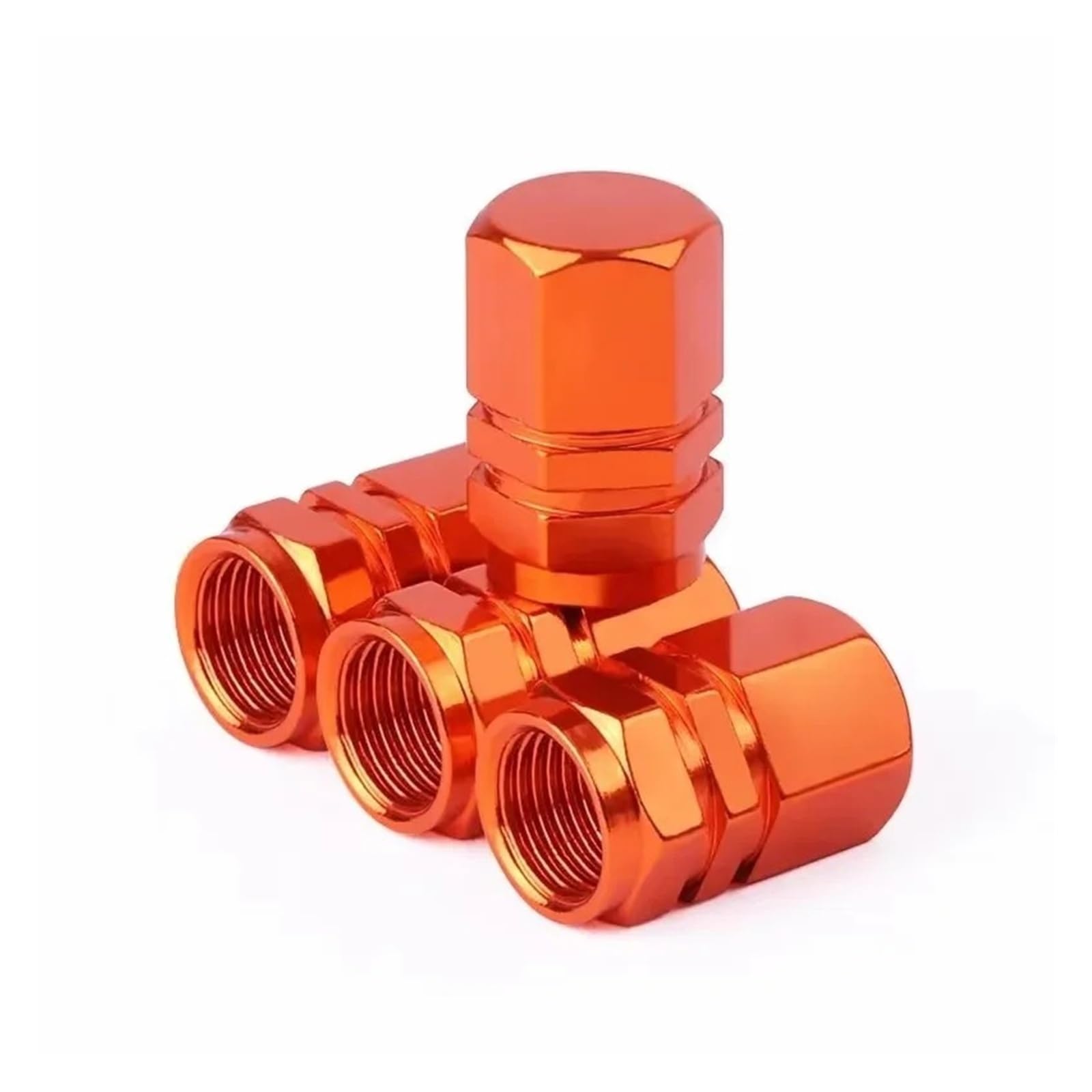 4/8Pcs Aluminum Alloy Tire Valve Caps Dustproof Waterproof for Car Motorcycle(4pcs Orange)