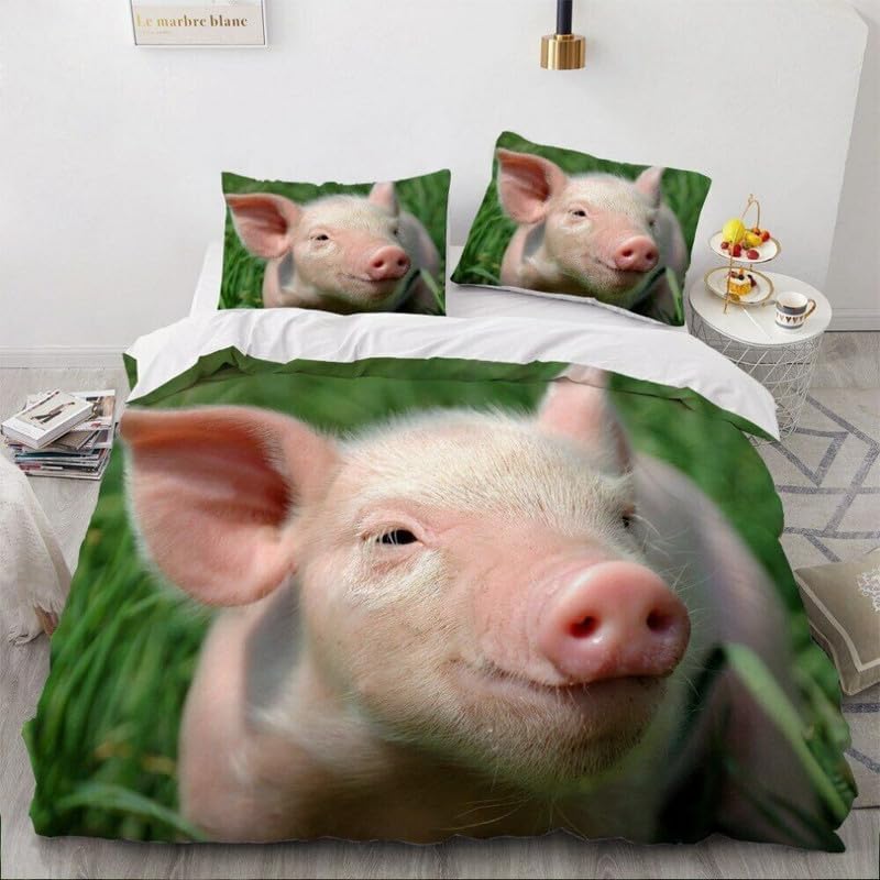 Funda nordica cama 150 de cerdo verde en microfibra de 220x240 con dos fundas de almohada