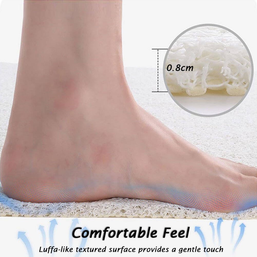Alfombra de Bañera Antideslizante, Estampado Piedra PVC Lufa Alfombras Ducha con Drenaje, Secado Rápido Almohadillas para Bañera, Baño, Ducha (Azul Grisáceo,100x120cm)