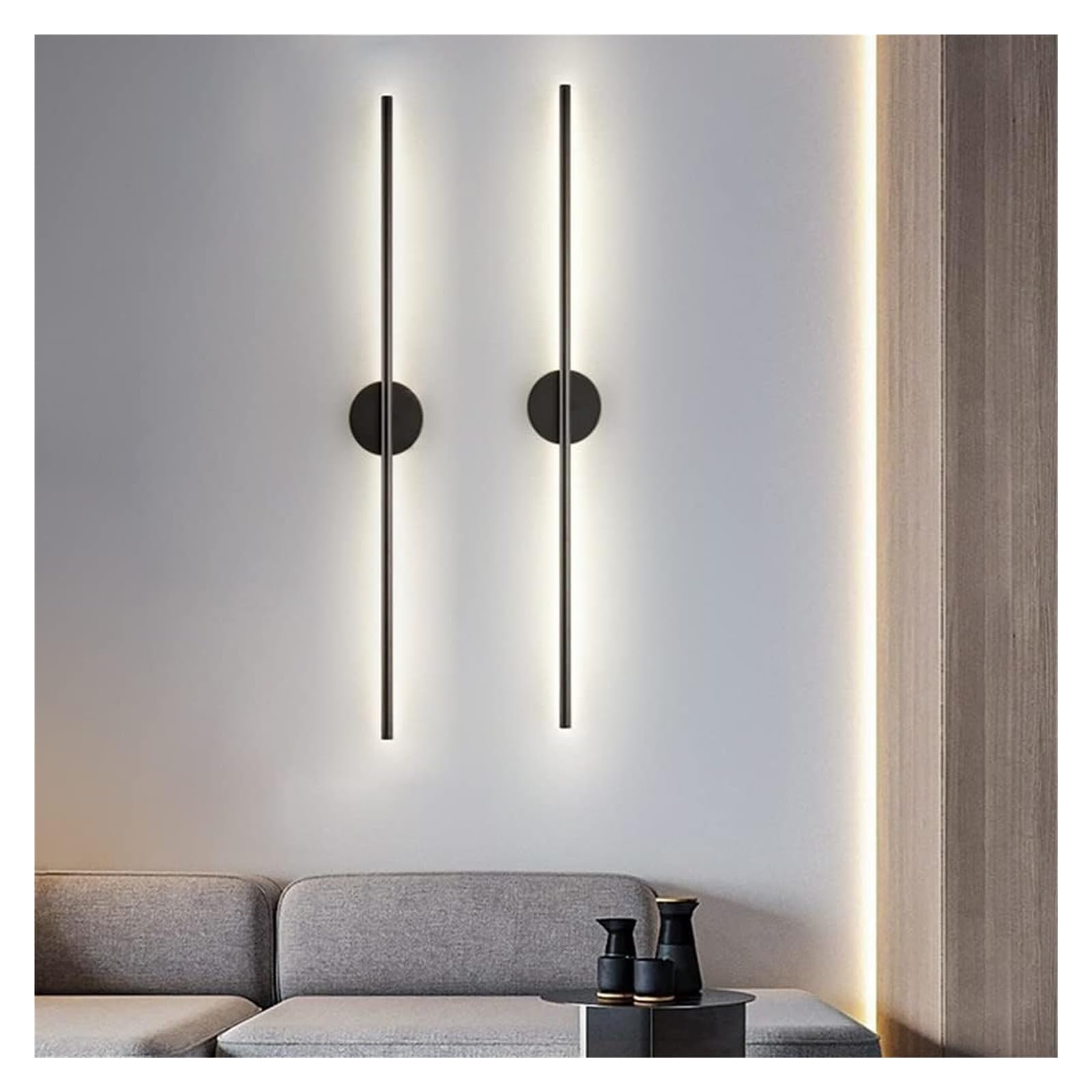 LYGXWJFC Kinkiety Kinkiety Minimalizm Długi pasek Kinkiet Aluminiowy kryty Kinkiet ścienny LED Nocny Astygmatyzm Kinkiet Oprawa ścienna do sypialni Komoda Łazienka Pokój dzienny (Czarny -6