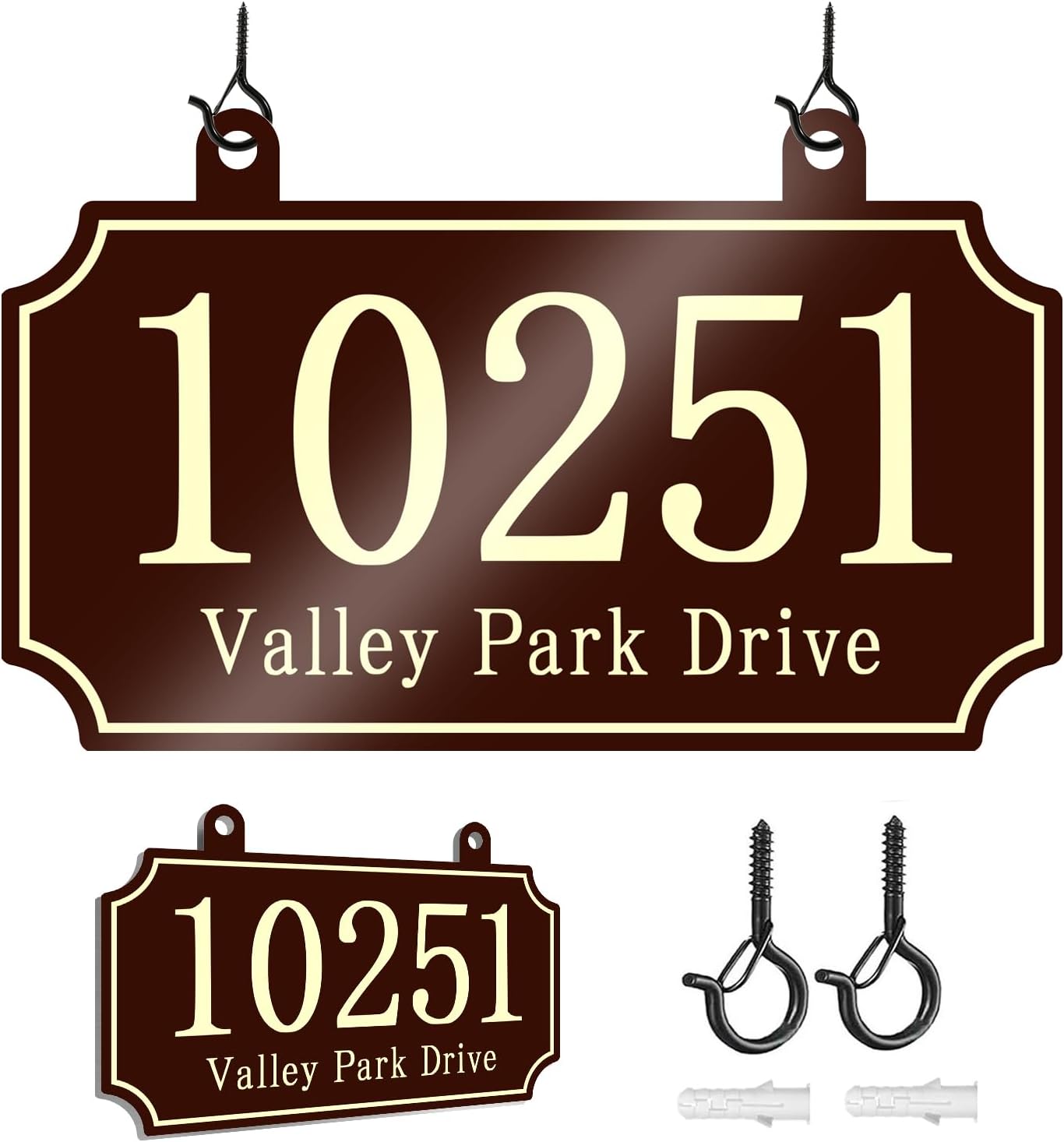 Hanging Address Plaque Sign - Reflective Mailbox House Number Plaque Sign,House Address Numbers for Ouside House,Lamp Post,Light Post,Mailbox,Front Door Metal 10 x 6 inch