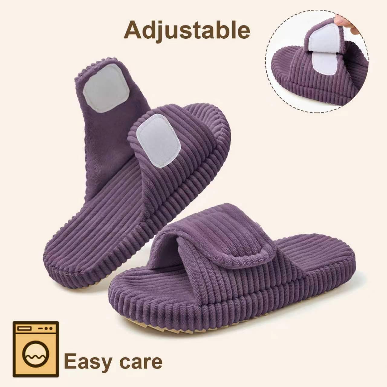 Pantofole Donna Ciabatte in Velluto a Coste per Casa Comode e Regolabili with Memory Foam Eleganti Morbide Antiscivolo Slippers