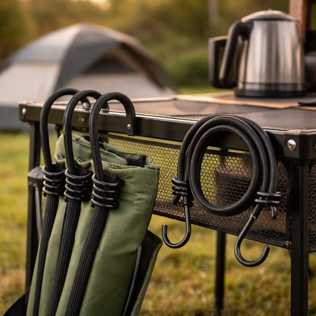 Heavy Duty Bungee Cords with Hooks for Outdoor Use Strong and Durable Elastic Straps for Securing Luggage Tents Bikes and More Ideal for All Weather Conditions