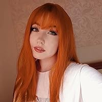 Vista 5 de anogol Vocaloid 32" 80 cm de largo recto de Cosplay peluca Pelucas Para Fiestas Halloween, Anaranjado