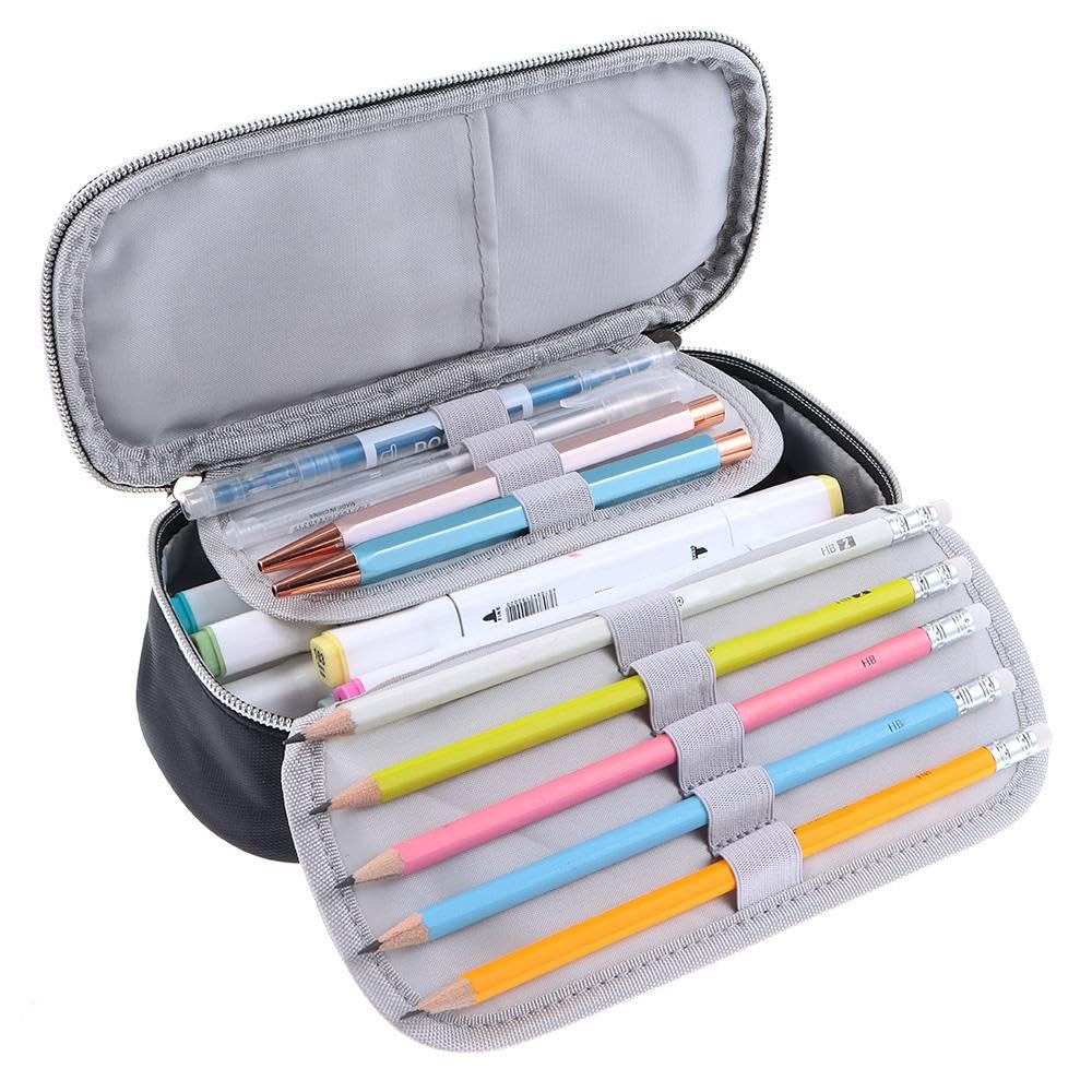 Risedot Pen Pouch with Big Capacity, Password Lock Pen Box, Expanding Pencil Case Holder, Black, 21.5cm x 9.5cm x 6.5cm - Image 2