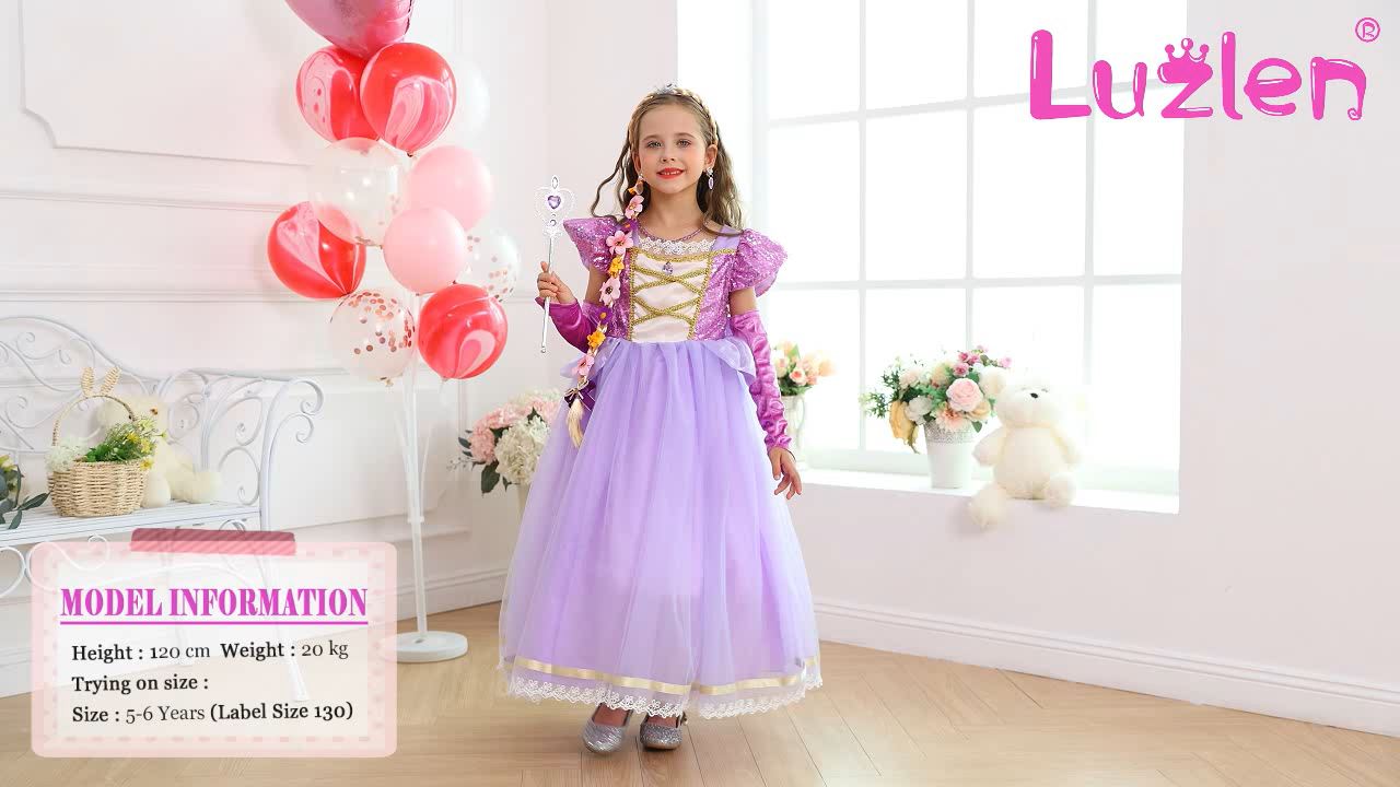 Sincere Party Deluxe Light Up Paarse Rapunzel Jurk Met Lichtjes Voor Kinderen