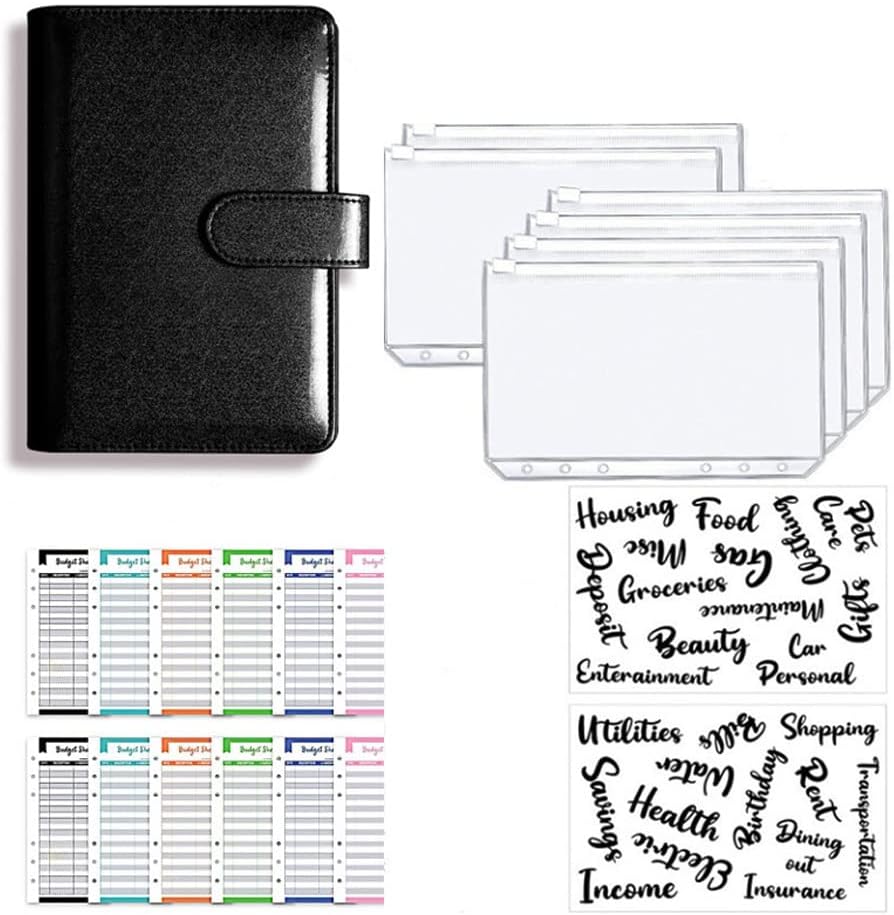 A6 Glitter PU Leather Binder Budget Envelope Planner Organizer System with Clear Zipper Pockets Expense Sheets (Color : 4, Size : 13 * 19 * 4cm) (5 13 * 19 * 4cm) image 2