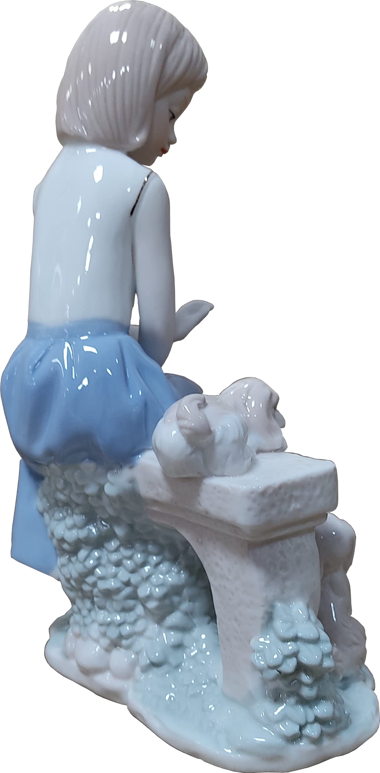 Statuetta in porcellana a forma di ragazza con cani, 24,1 cm