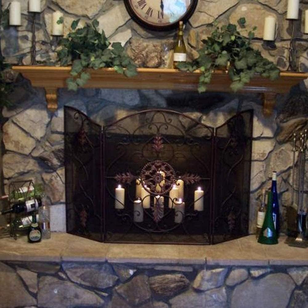 Mesh Fireplace Screen Fireplace Spark Protection Massive Fireplace Screen with Spark Guard Design Bronze Fire Screen with 3 Panels Easy to Fold up and Put Bedroom Décor
