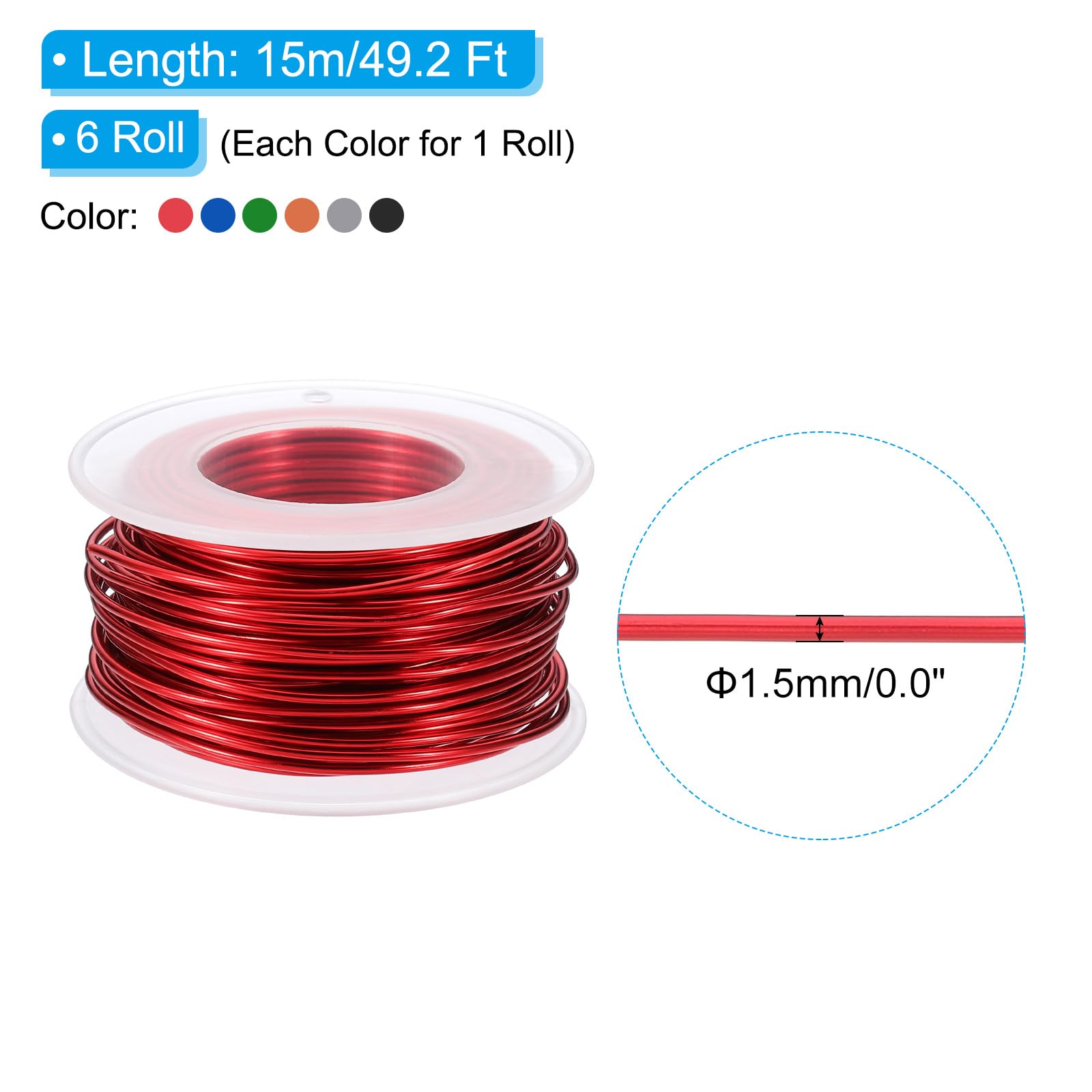PATIKIL 15 Gauge 1.5 mm Aluminum Craft Wire - Image 2