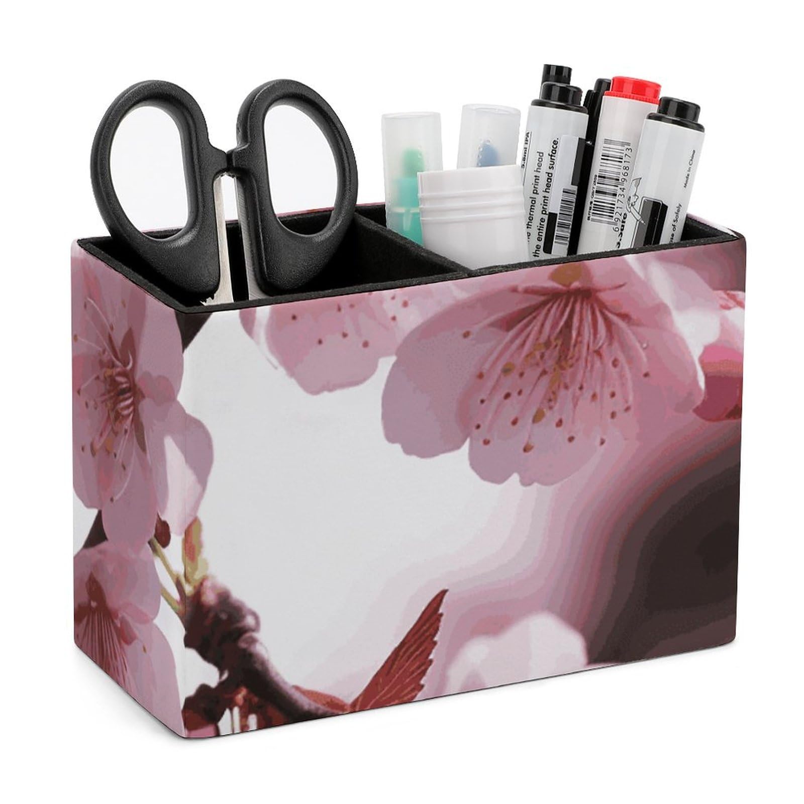 Porte-stylo en cuir imprimé fleurs de cerisier : le cadeau de bureau poétique et utile