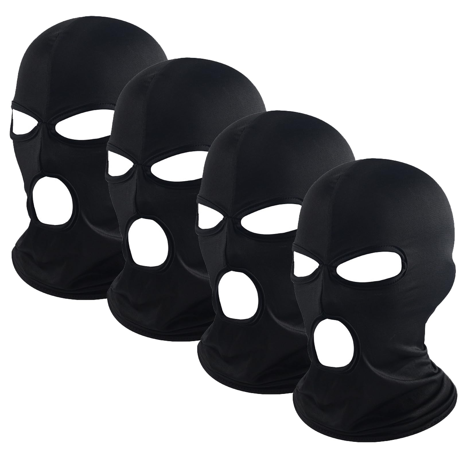 4 Piezas Pasamontañas de 3 Agujeros, Máscara de Esquí para Hombre Mujer, Bufanda de Esquí para Motocicleta, Negro Máscara Facial Completa Balaclavas