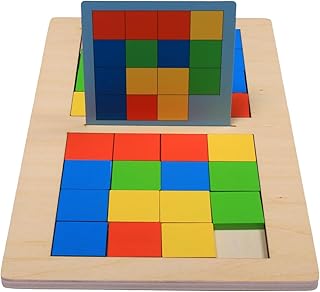 Wooden Puzzle Blocks, Colourful Cubes, 24 Pieces