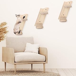 Tatuo 3 Pcs Cat Climbing Shelf Cat Wall Mounted 2 Step Cat Stairway with Sisal Rope Cat Wall Steps Cat Ladder Cat Stairs for Wall Cat Wall Furniture for Cats Perch Platform, 6 Steps in All