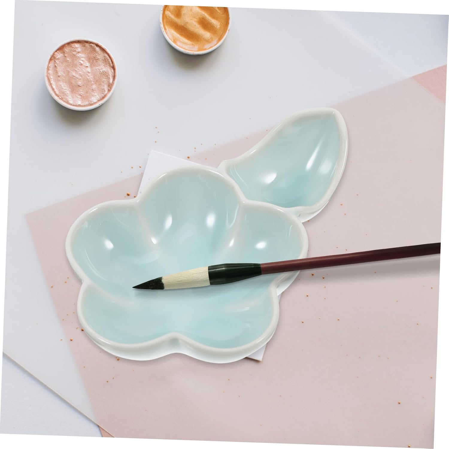 Ceramic Ink Dish Watercolor Palette Lid Wall Pen Holder Pencil Cup Chinese Calligraphy Supplies Ink Dish Plate Brush Holder Artistic Calligraphy Accessories Portable